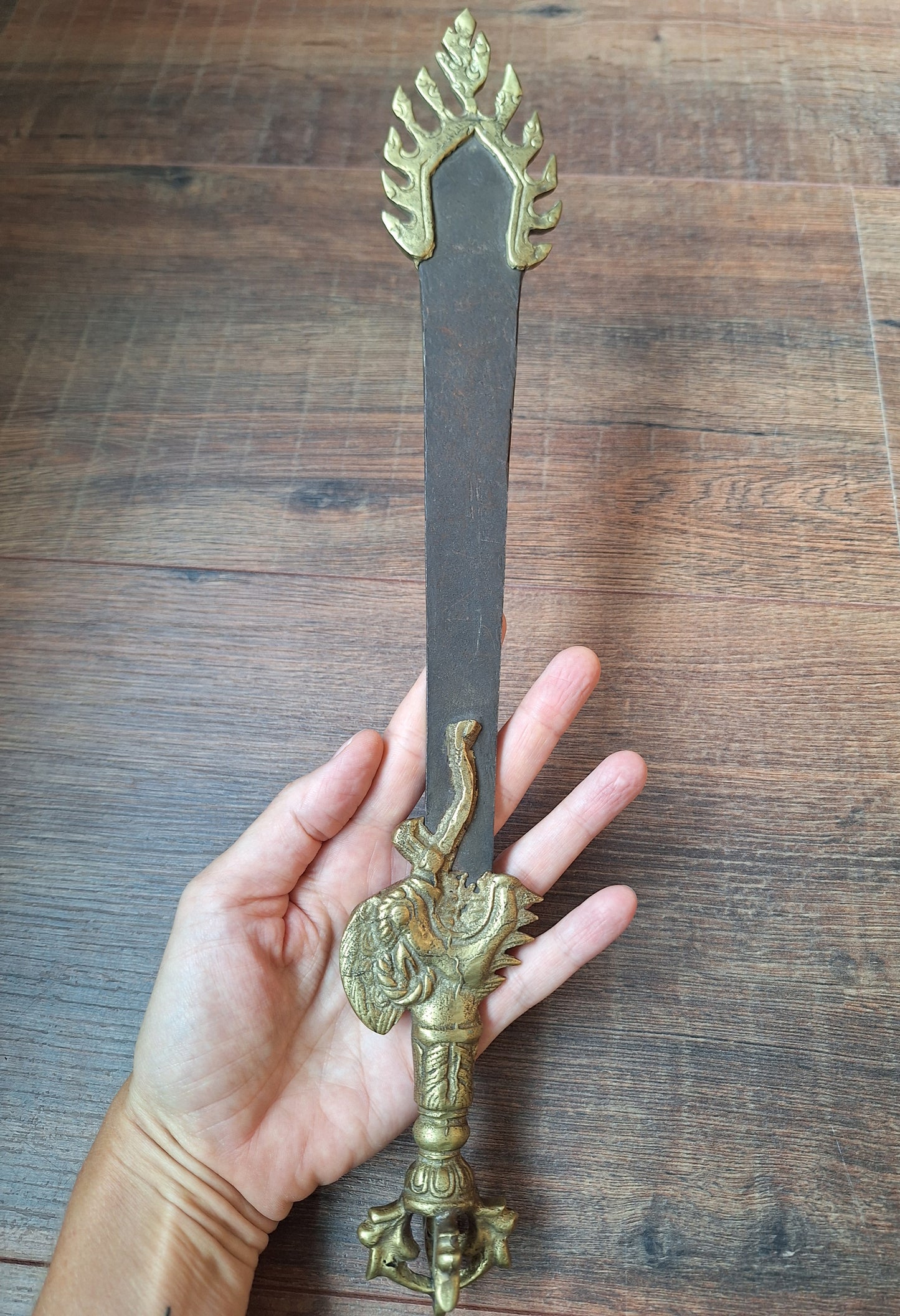 Vintage Tibetan iron and brass khadga #1