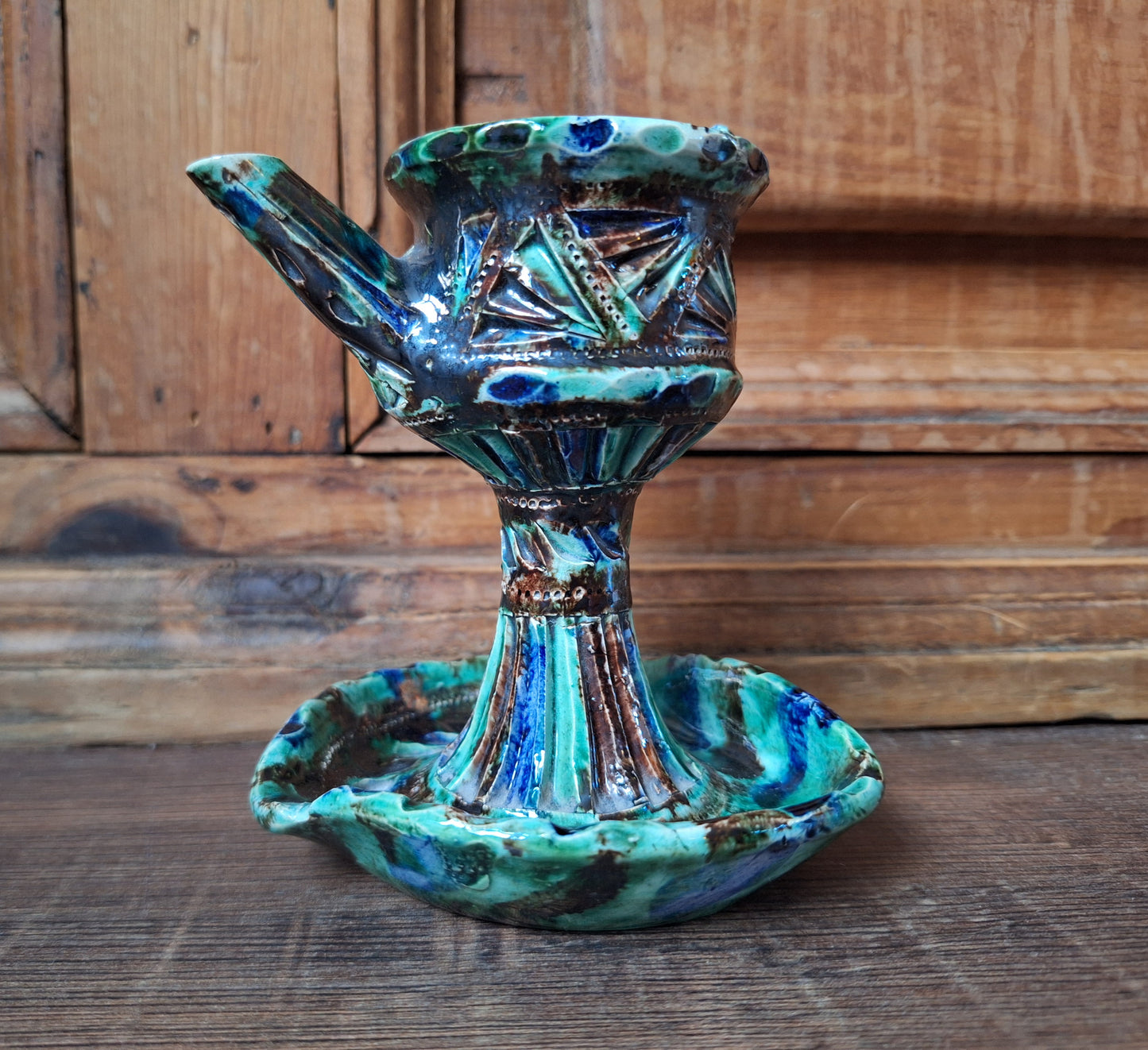 Vintage Frysian ceramic oil lamp