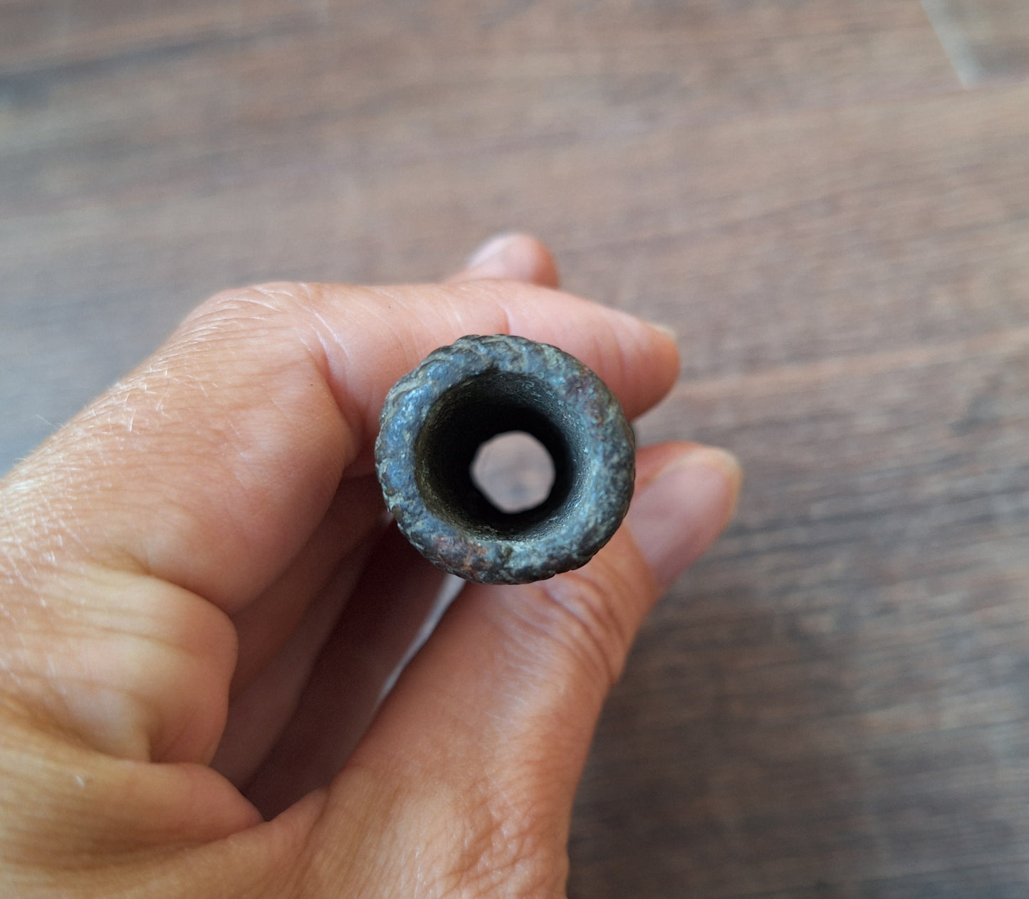 Antique bronze chillum pipe #2