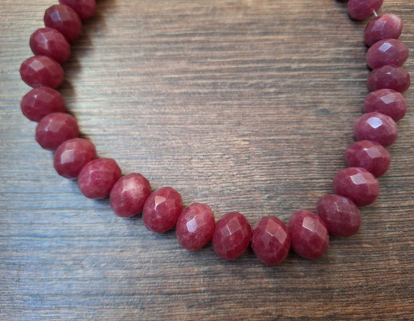 Faceted ruby bead strand
