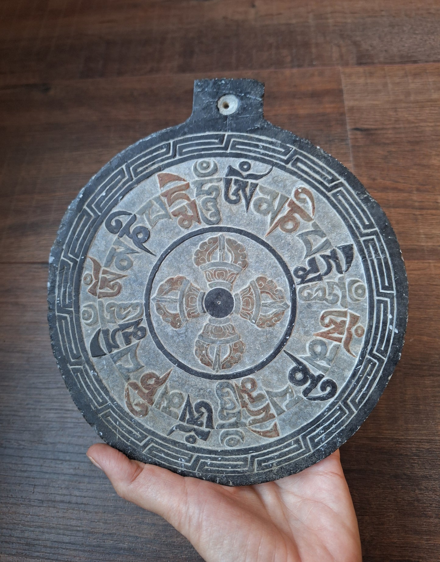 Stone wallhanger Om Mani Padme Hum