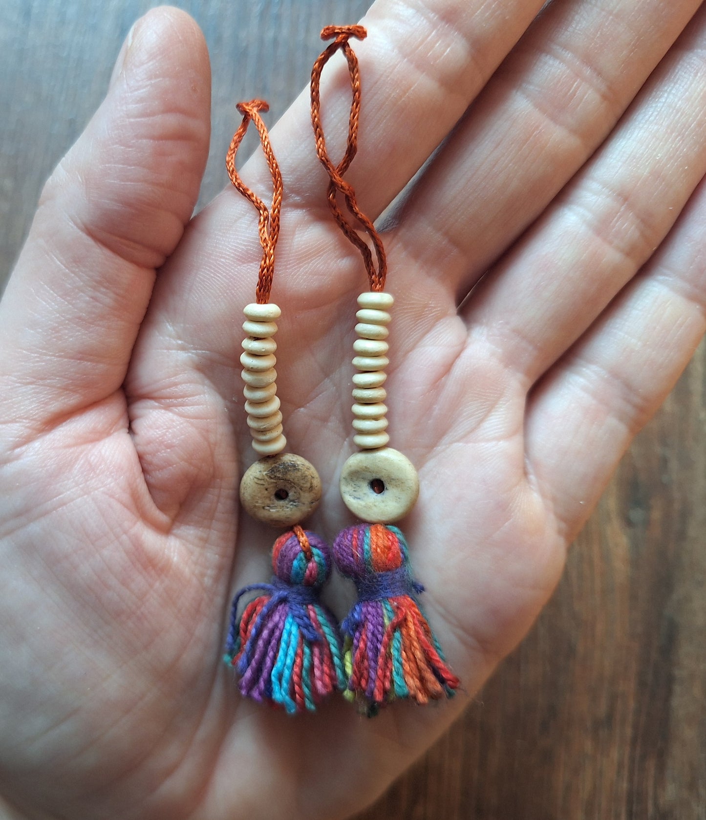 Vintage yak bone mala counters, set of 2