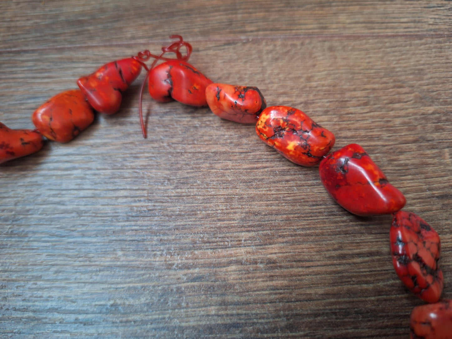 Red howlite bead strand