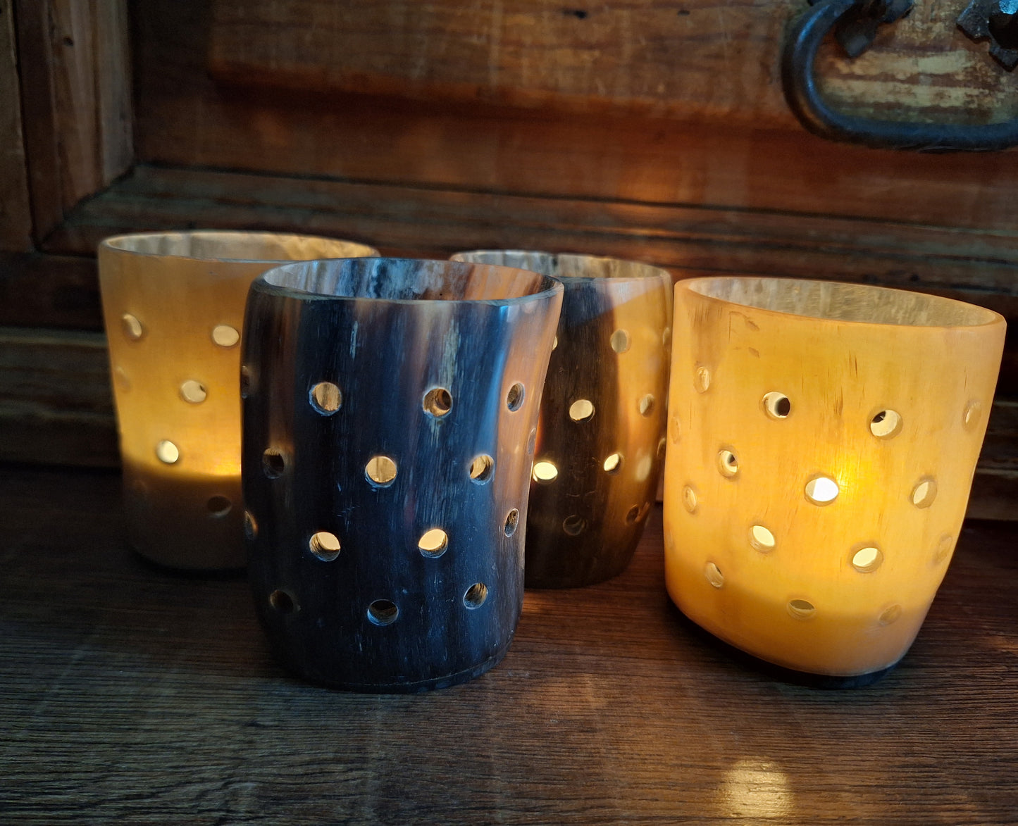 Cow horn candle holders
