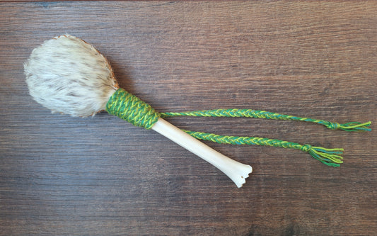 Horse hide and roe deer leg bone rattle