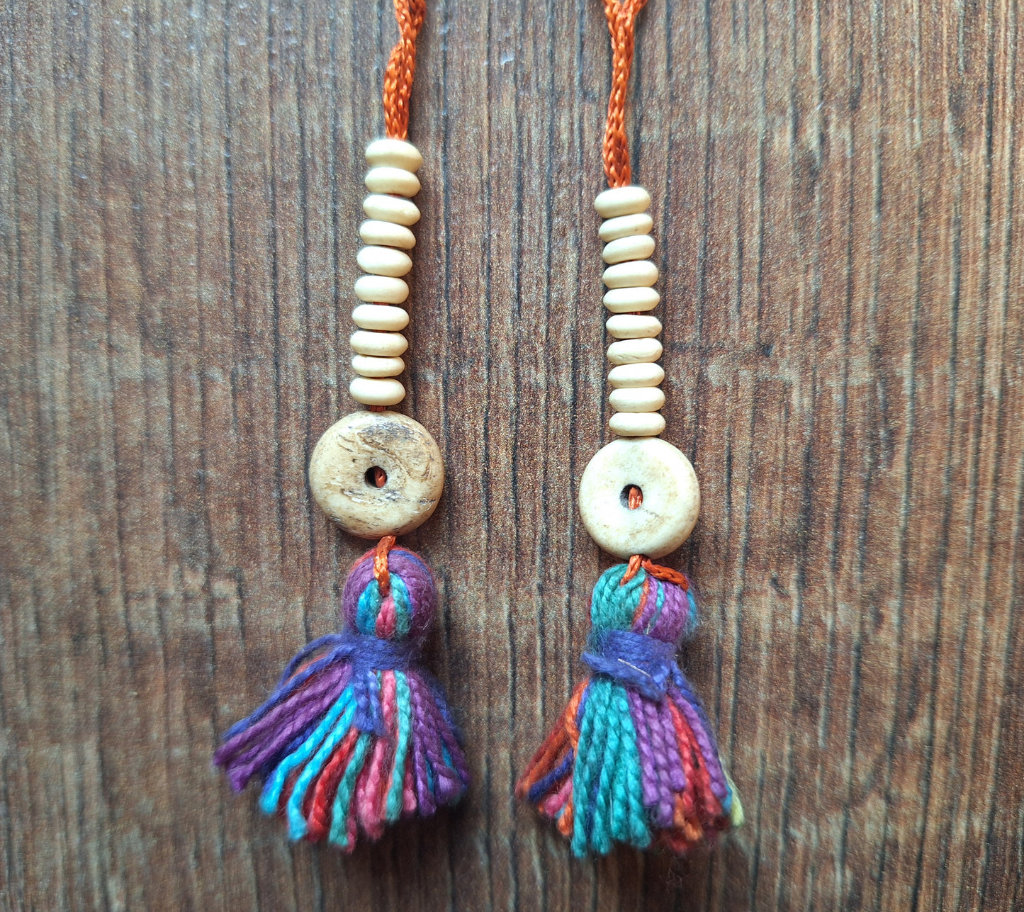 Vintage yak bone mala counters, set of 2