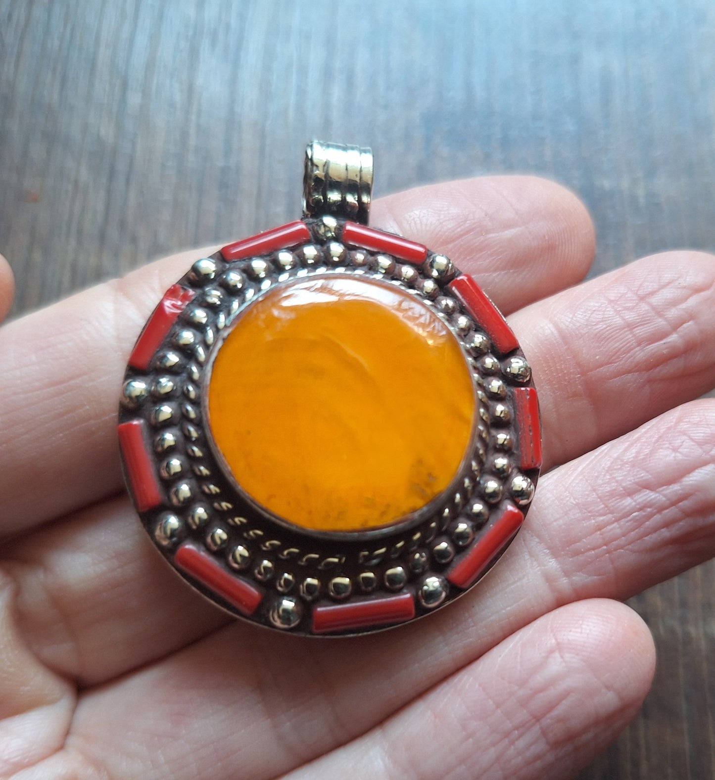 Tibetan silver and gemstone pendant