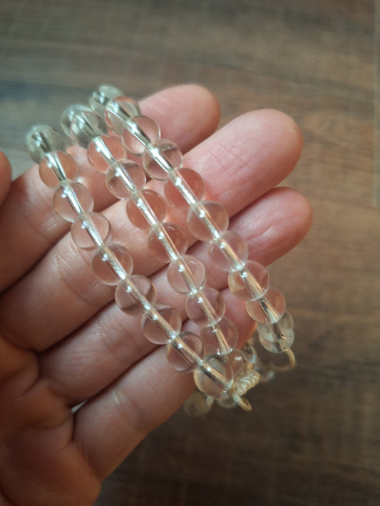 Quartz crystal mala bracelet