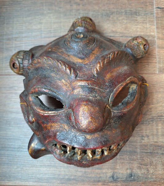 Vintage Nepalese wrathful spirit mask from horn