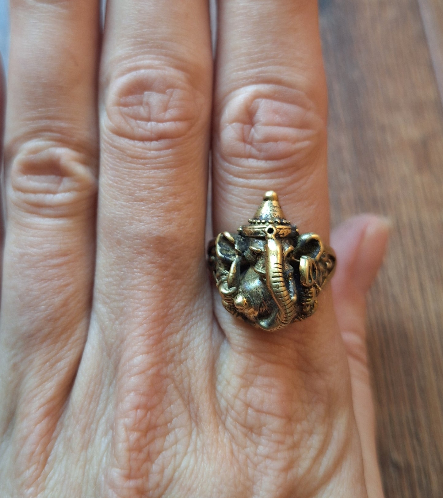 Brass ring Ganesha