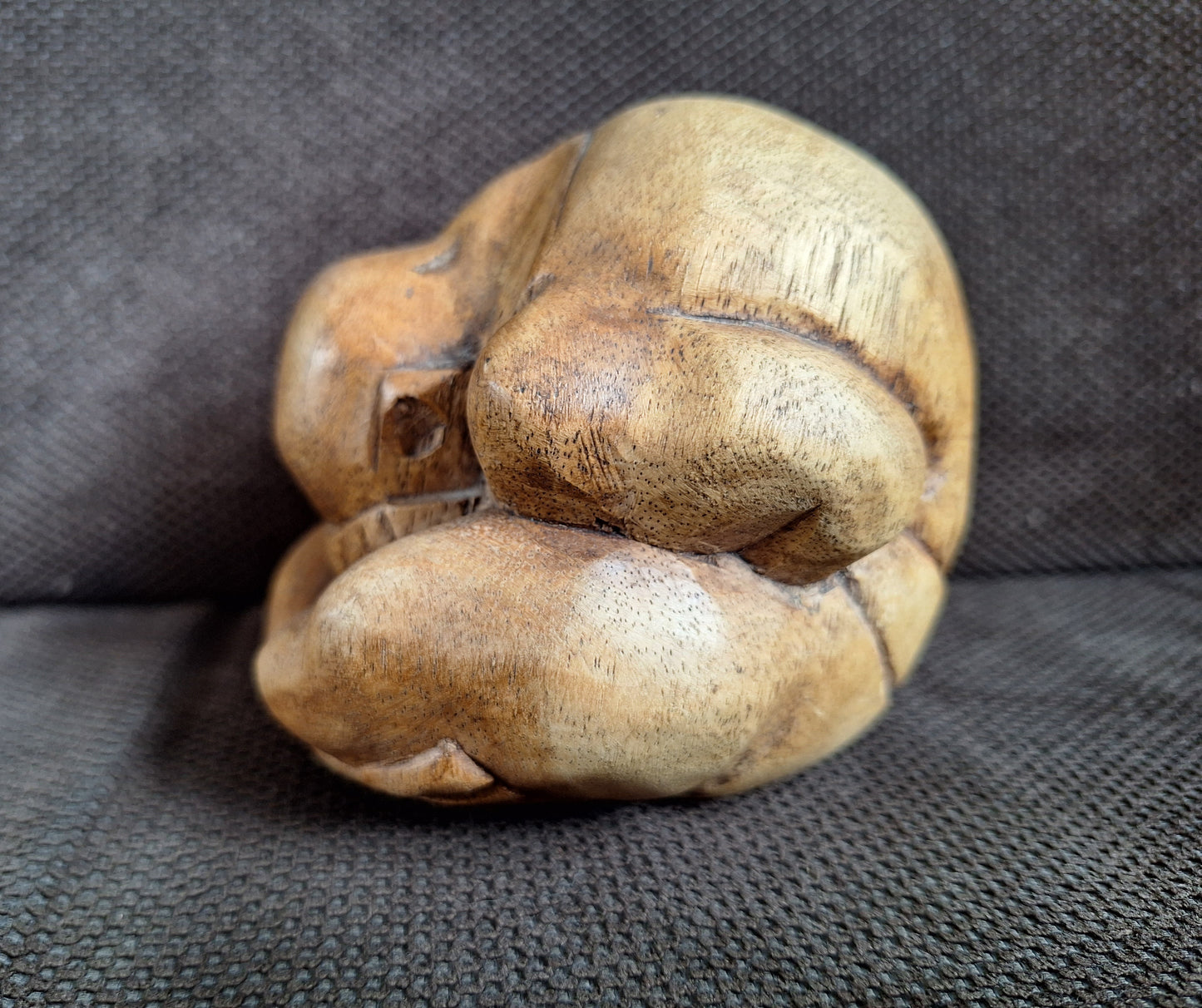Wooden Weeping Buddha figurine