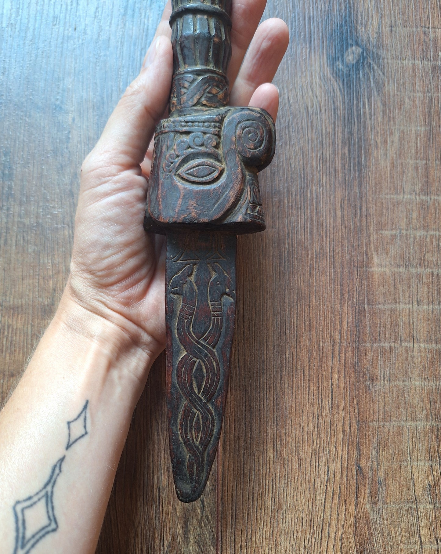 Vintage Nepalese dhyangro drum handle #2