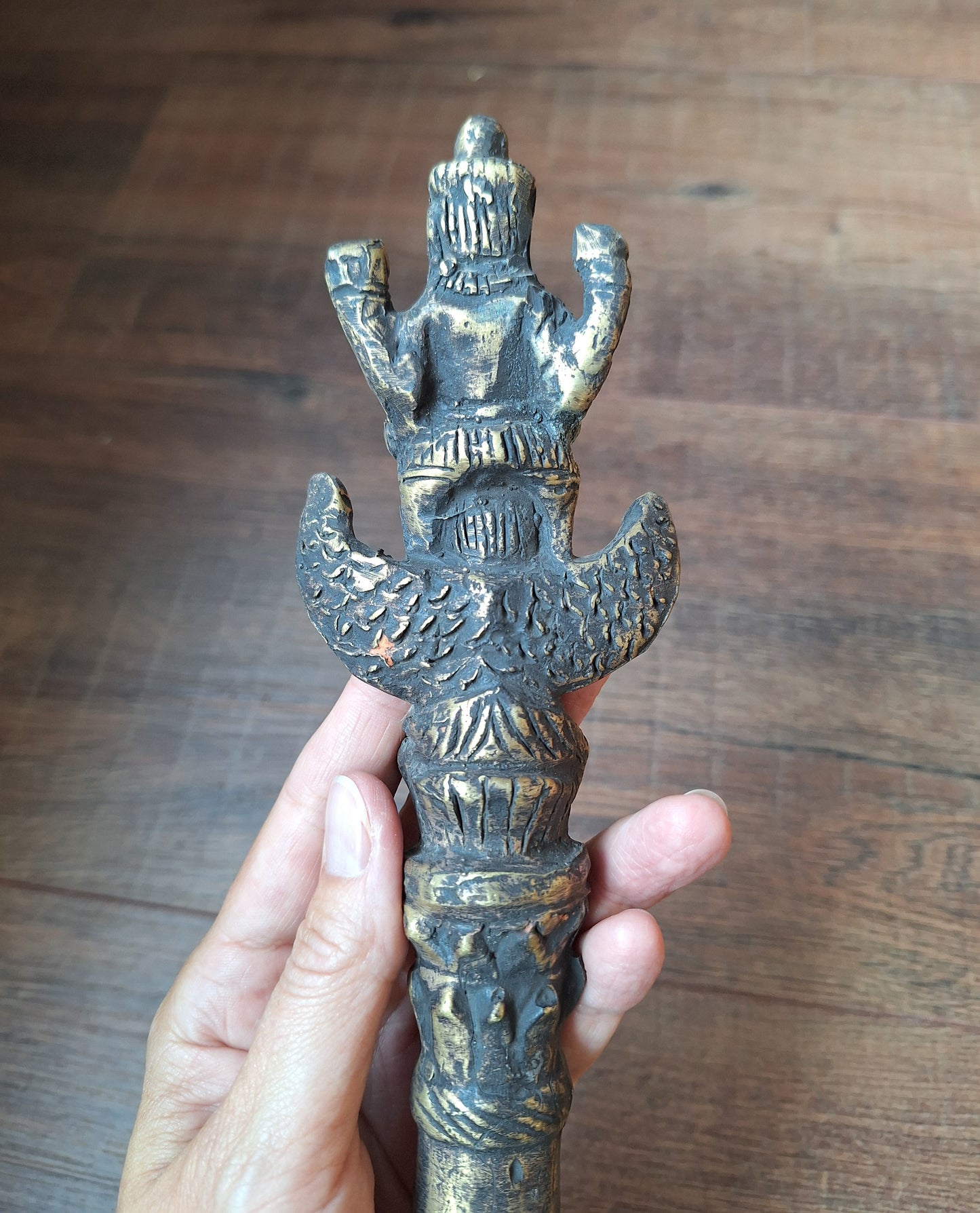 Vintage Thai buddhist ritual staff Vishnu on Garuda