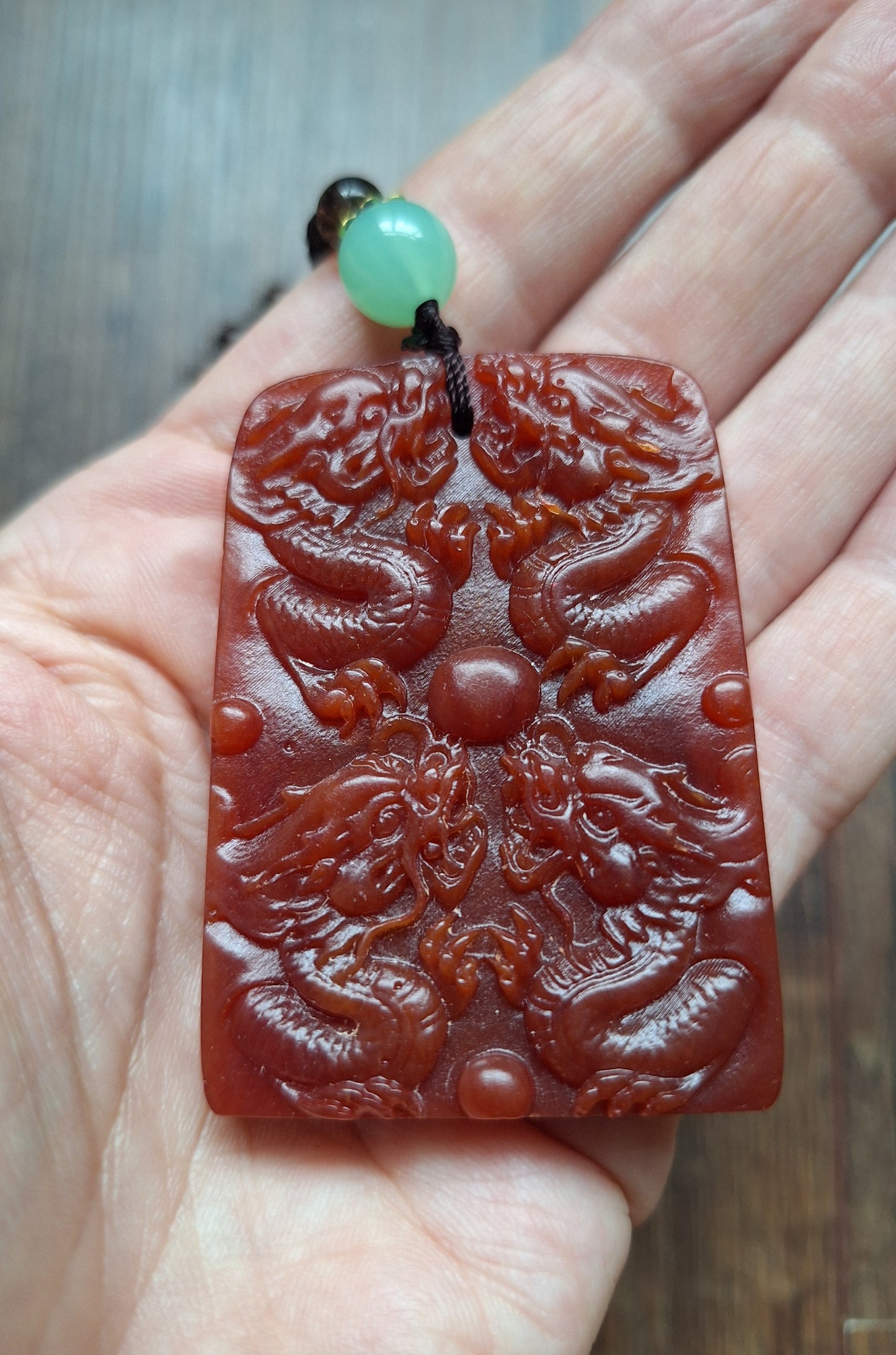 Necklace with resin dragon pendant