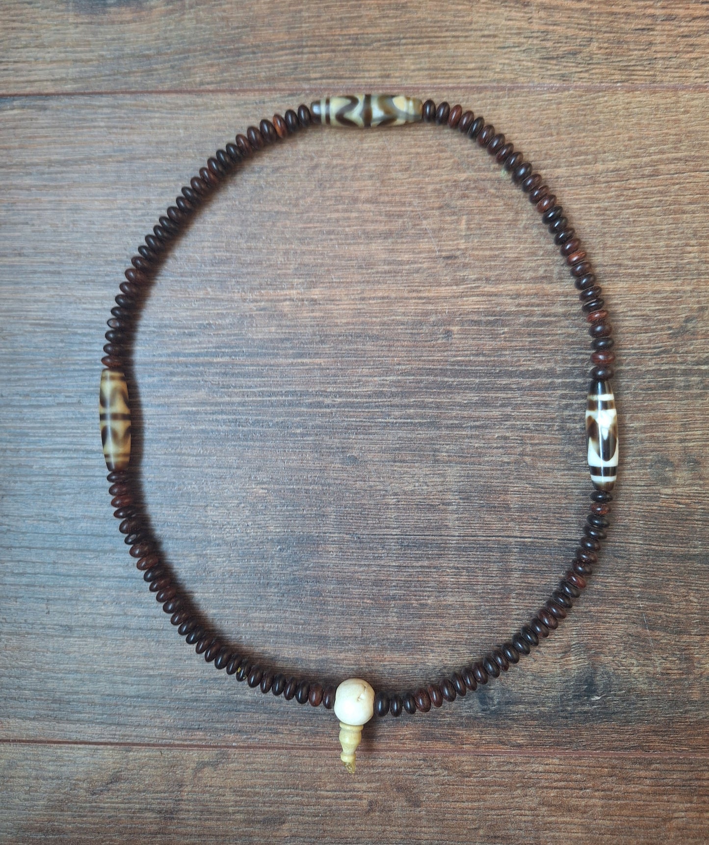 Dzi bead Wave mala necklace