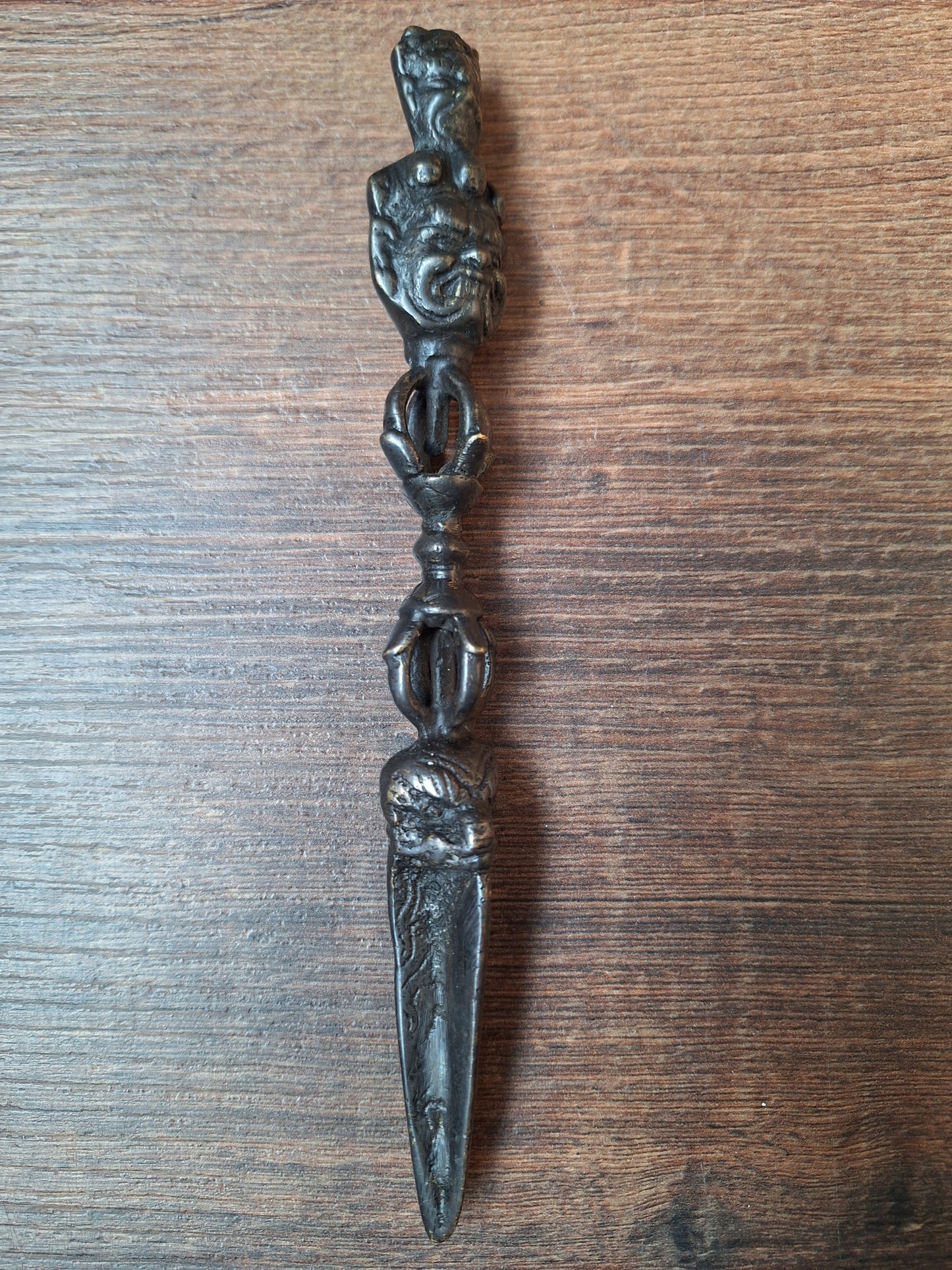 Vintage bronze phurba #11, with stand