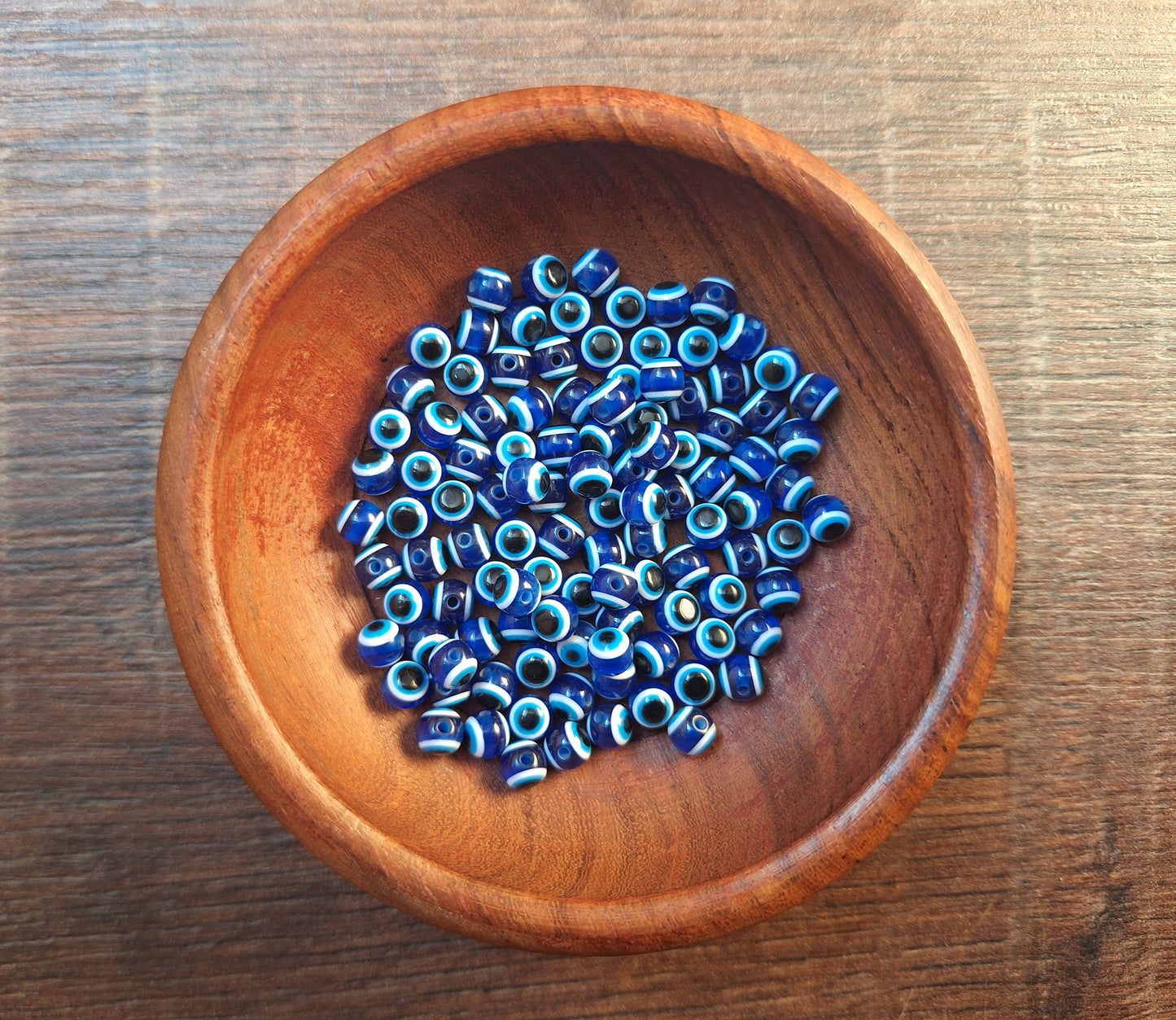 Glass beads Eye, dark blue, set of 10