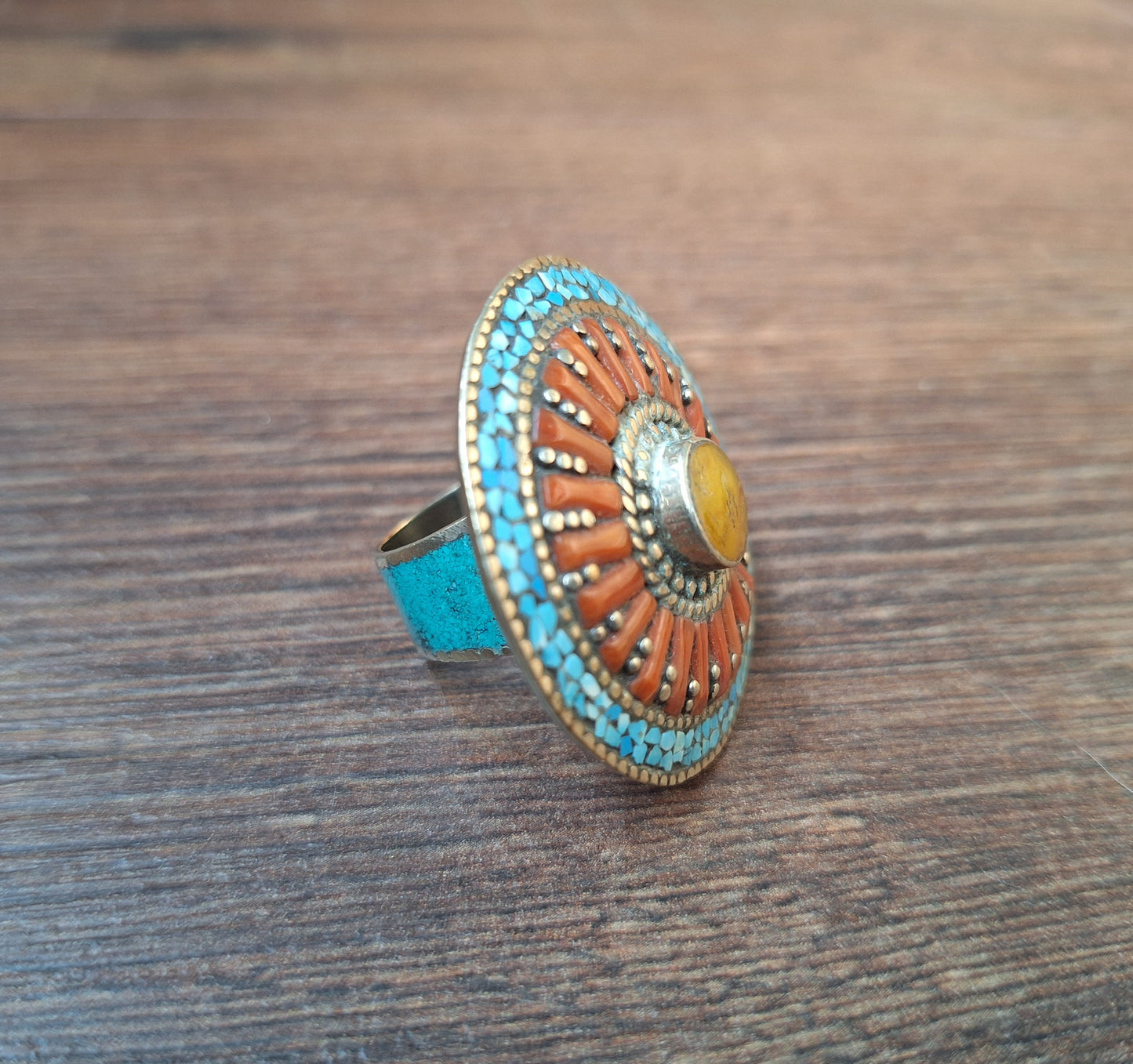 Tibetan silver and gemstone ring