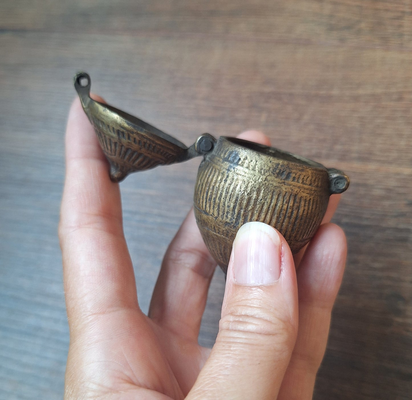 Old bronze Indian betel nut box