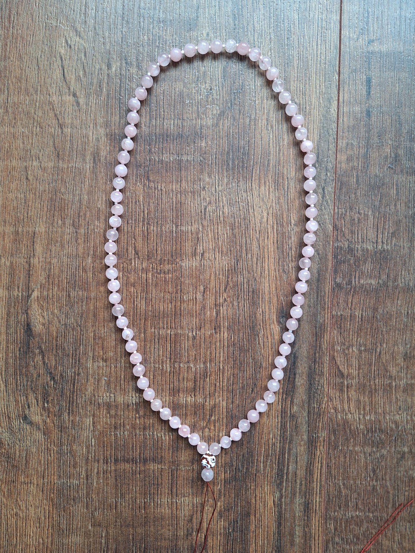 Amulet cord Rose Quartz and Nectar Vessel dzi bead
