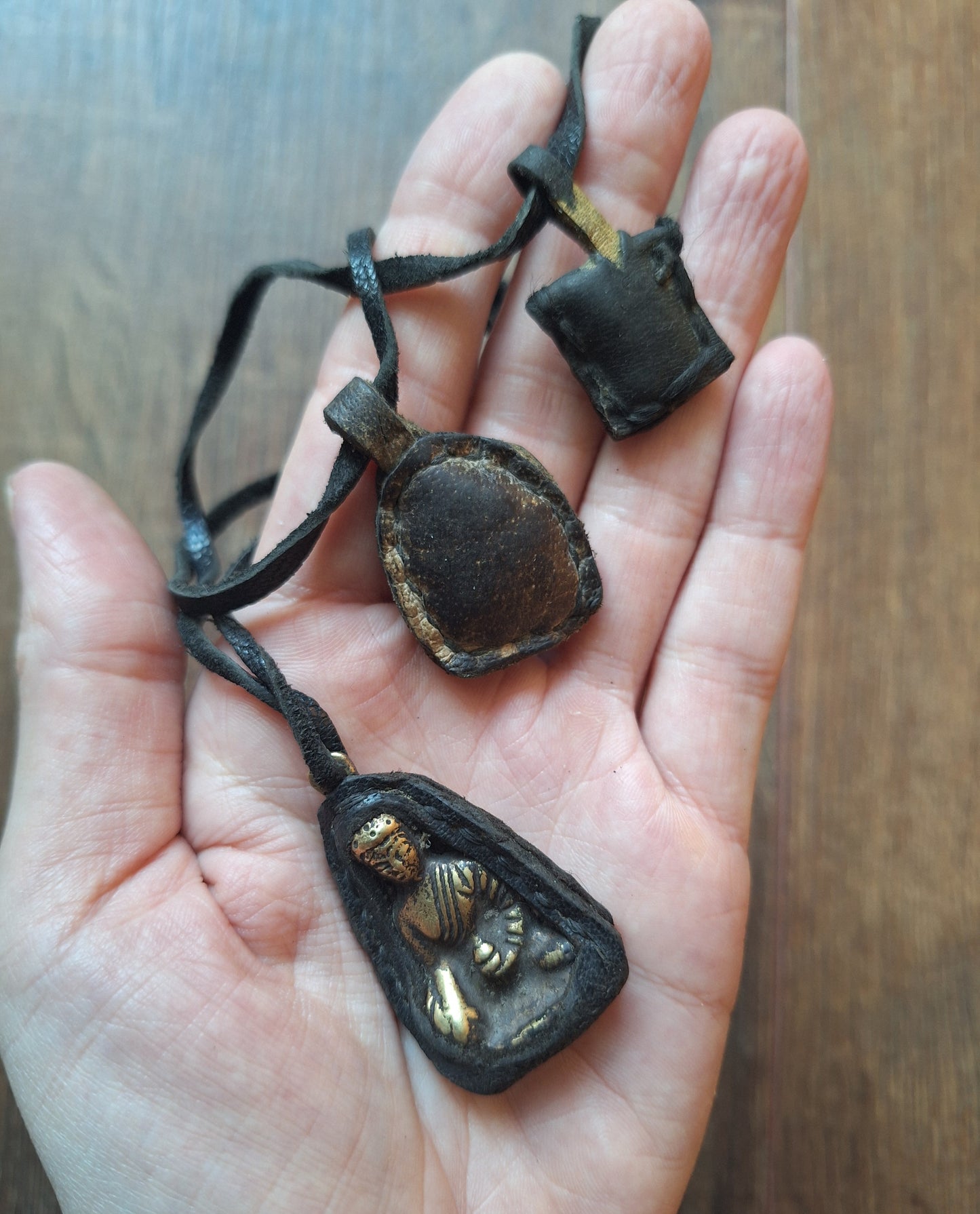 Vintage buddhist amulet necklace Amitabha Buddha