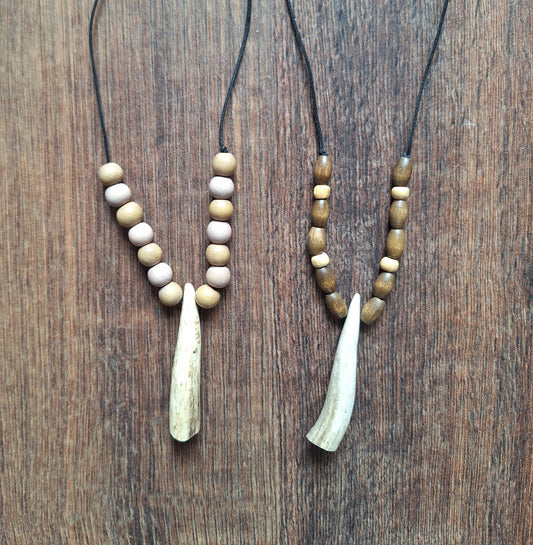 Fallow deer antler amulet necklace