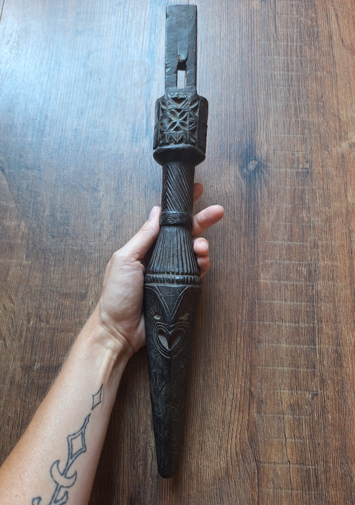 Antique Nepalese dhyangro drum handle #3