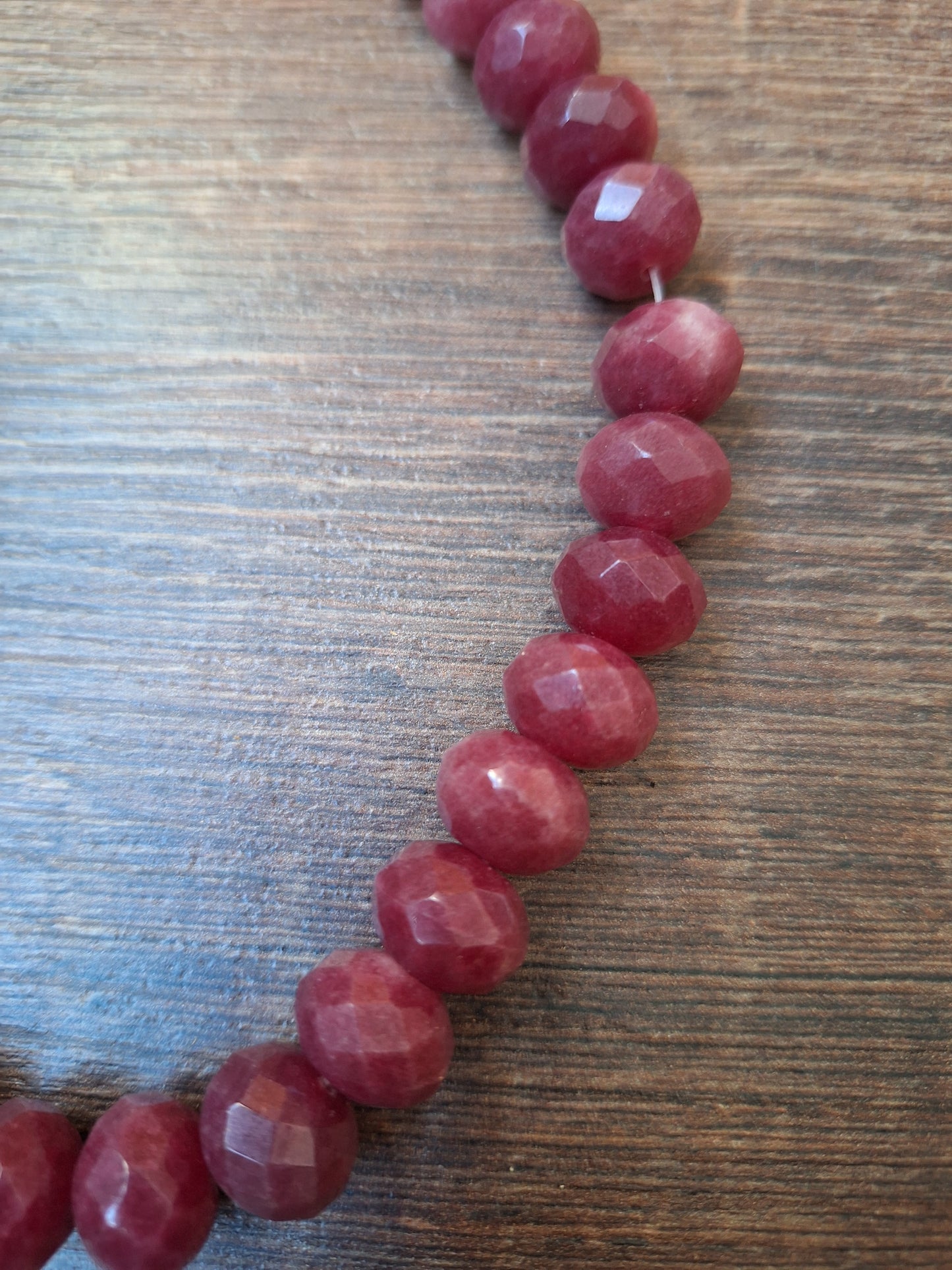 Faceted ruby bead strand