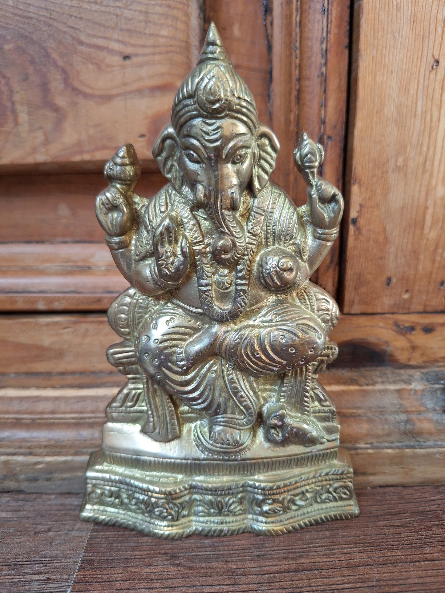 Brass Ganesha flat figurine #2
