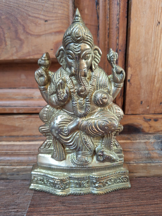 Brass Ganesha flat figurine #2