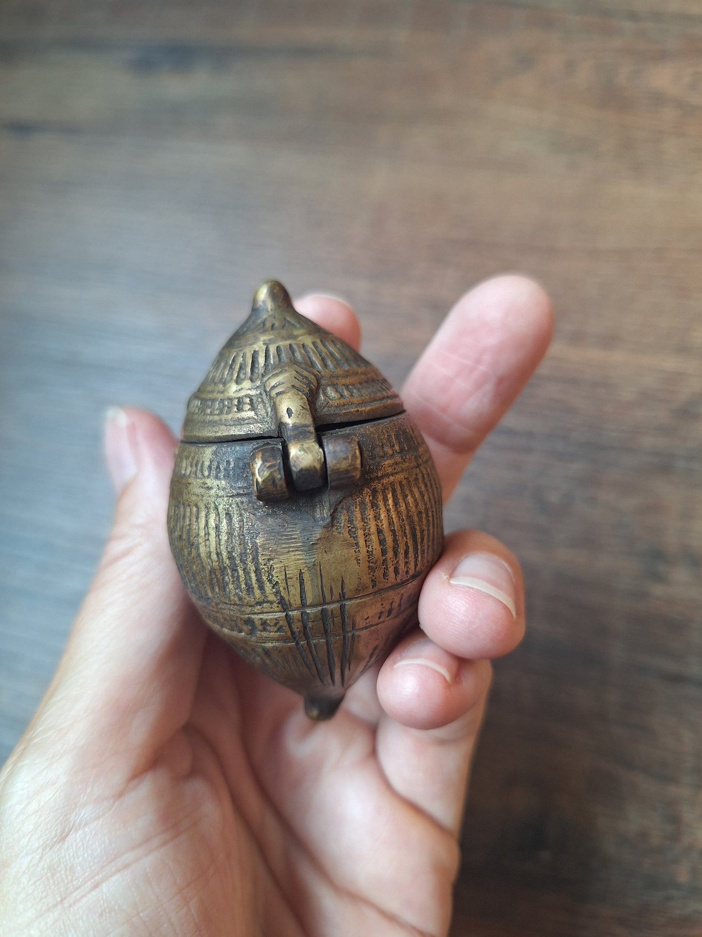 Old bronze Indian betel nut box