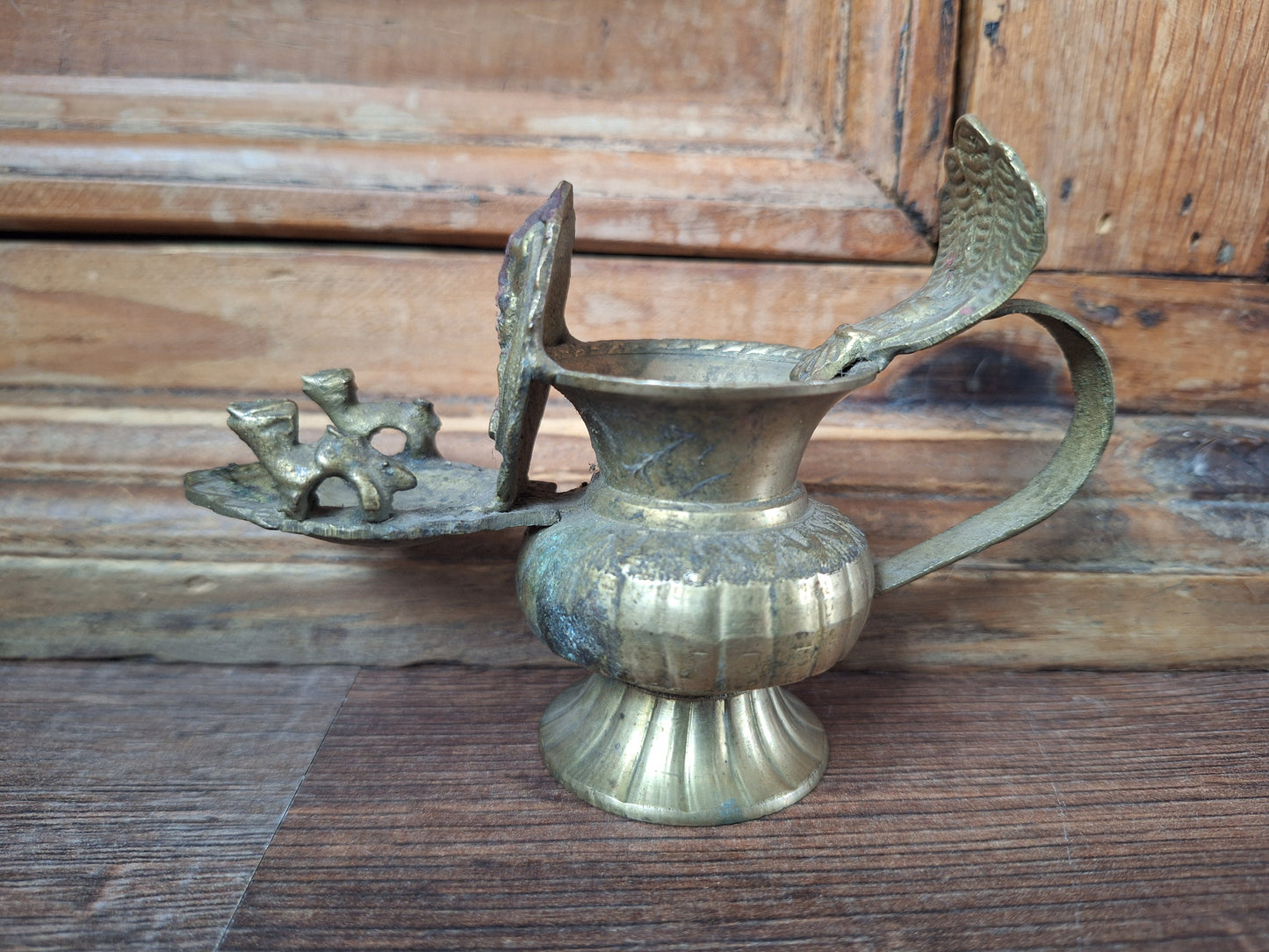 Vintage brass Nepalese sukunda oil lamp