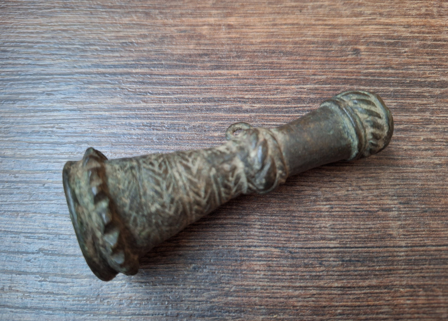 Antique bronze chillum pipe #1