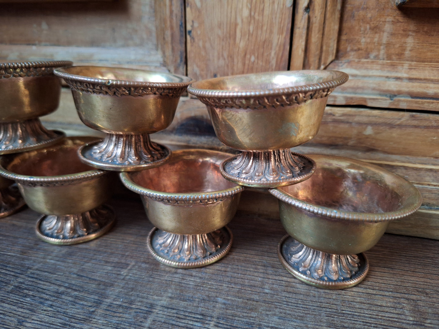 Vintage red copper offering bowl