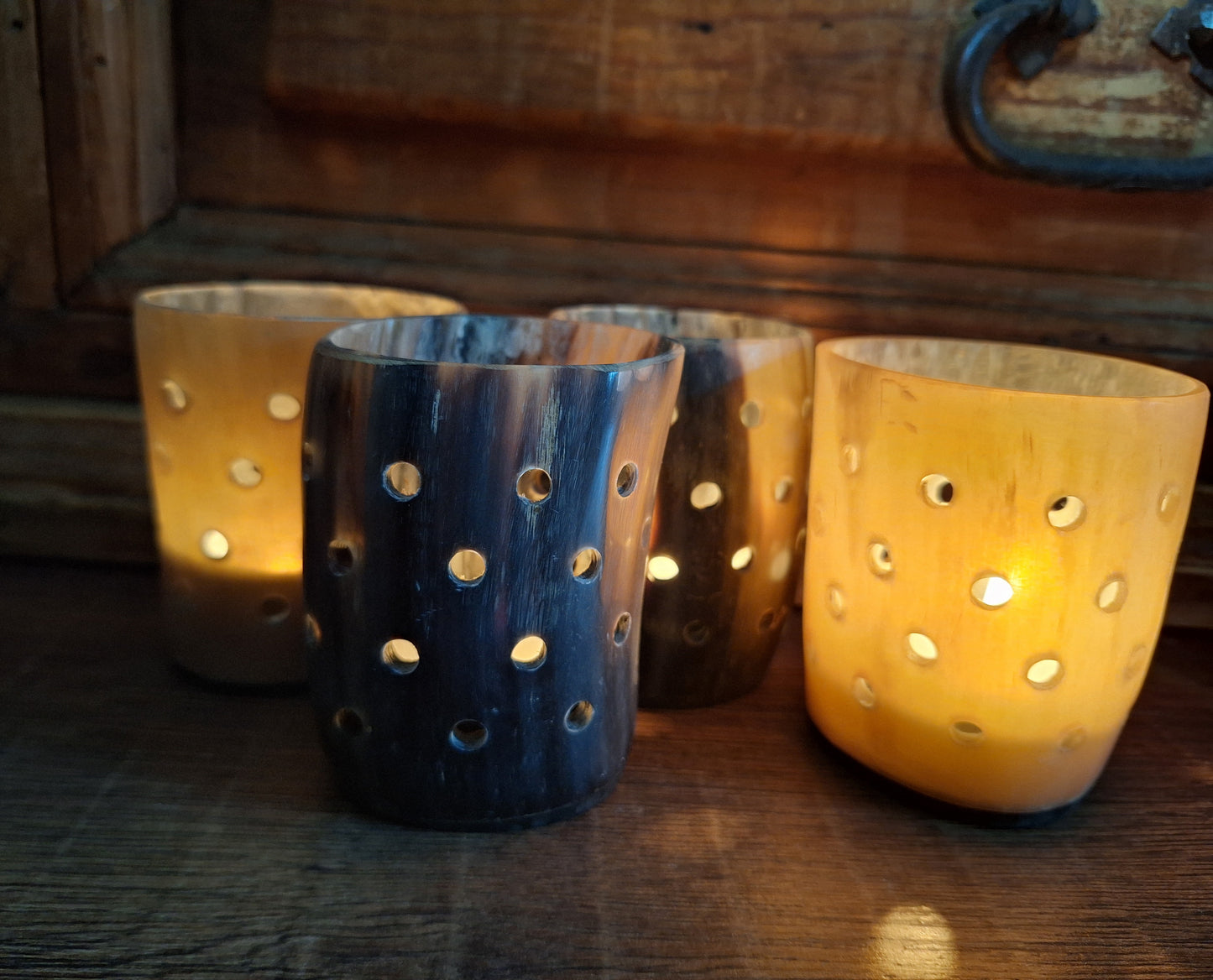 Cow horn candle holders