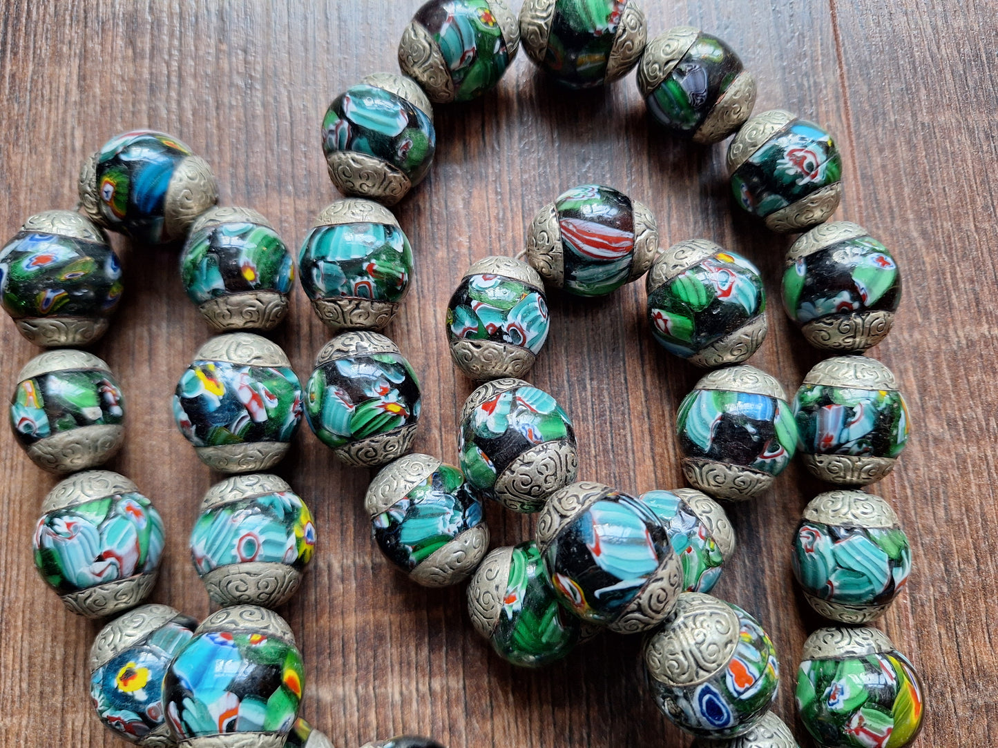 Vintage glass millefiori bead strand