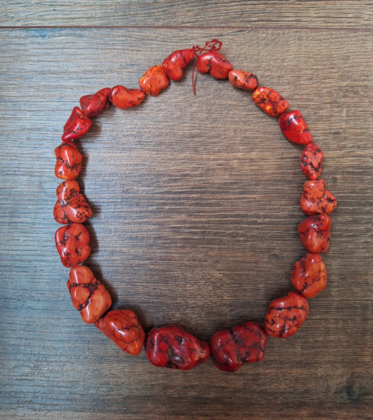 Red howlite bead strand