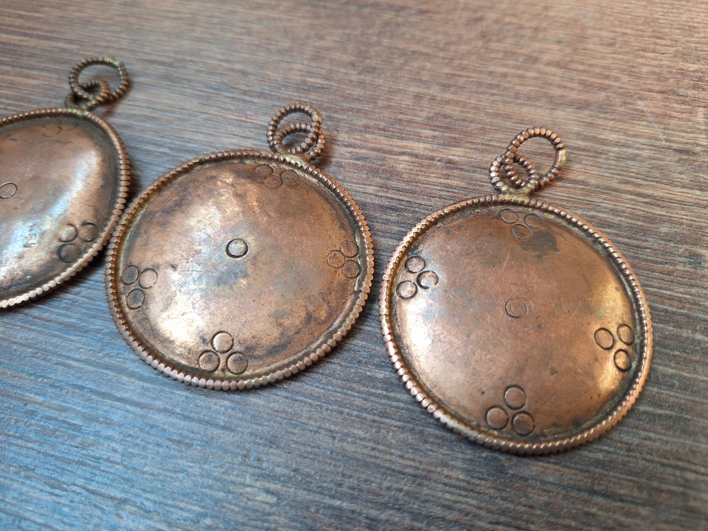 Vintage Tibetan red copper mirror Dzogchen 45 millimeters