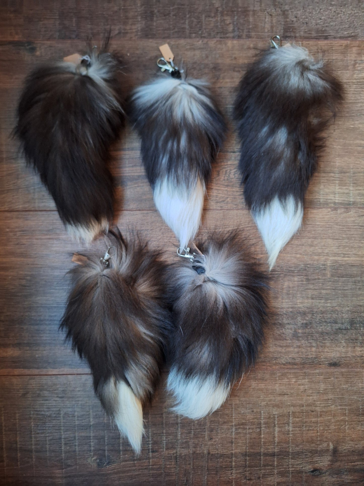 Silverfox tail tip keychains