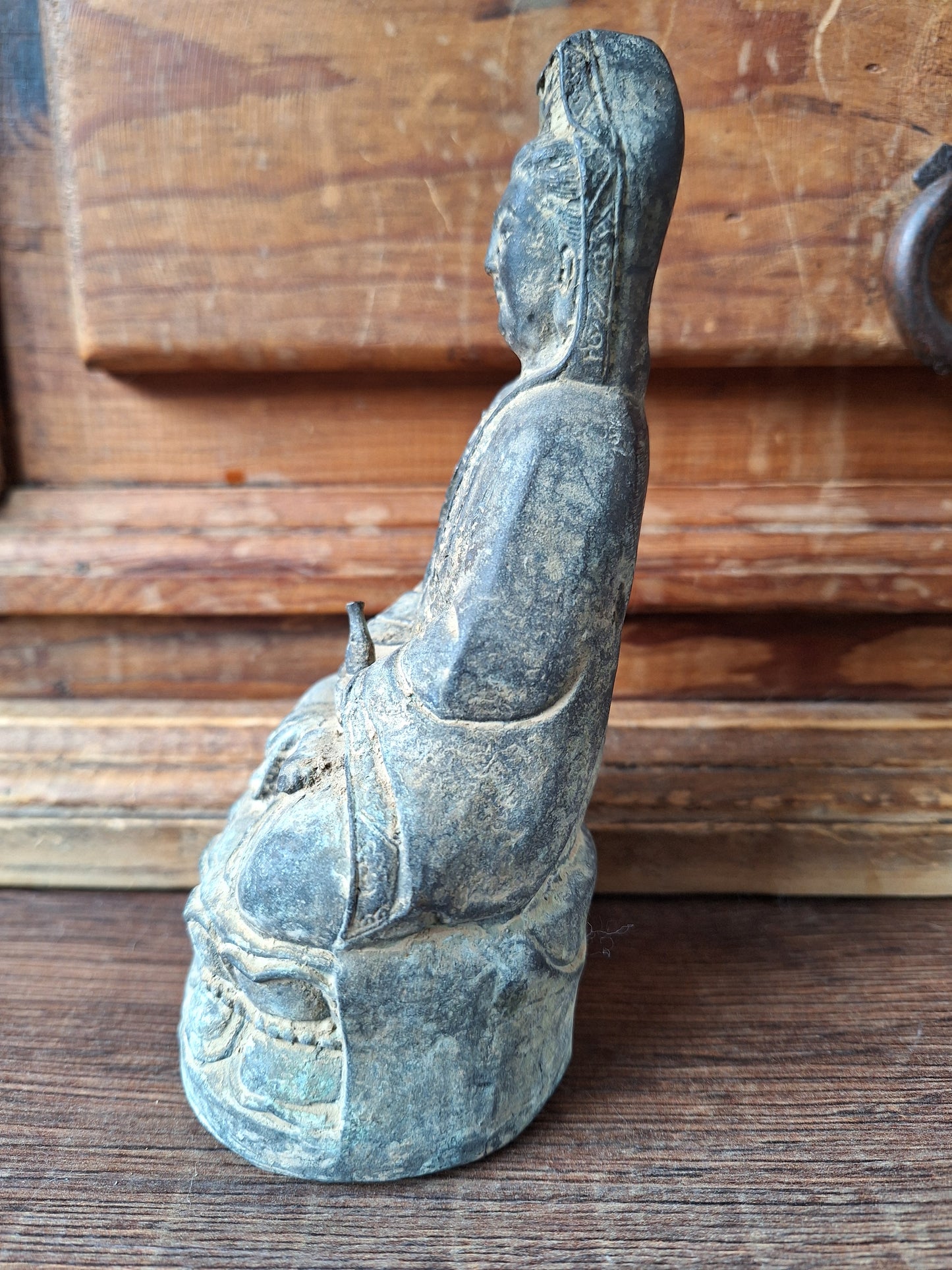 Old bronze Guanyin statue