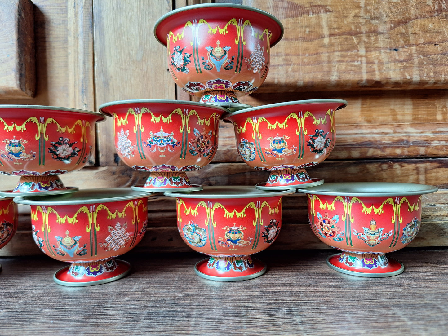 Aluminum offering bowl Eight Auspicious Symbols