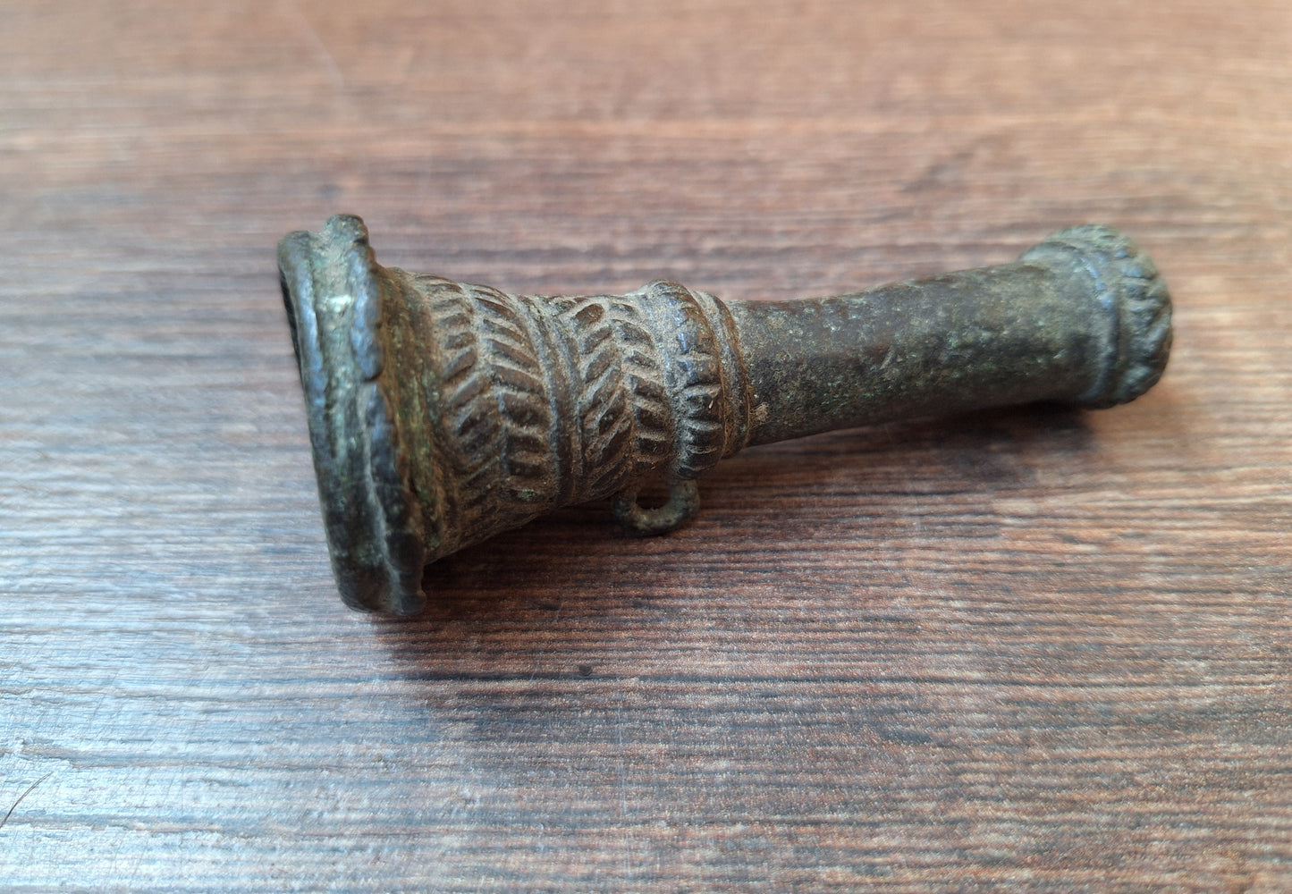 Antique bronze chillum pipe #2