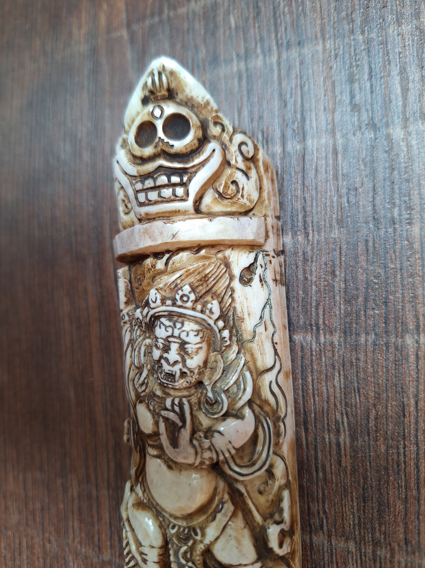 Vintage yak bone carving Vajrapani Krodha