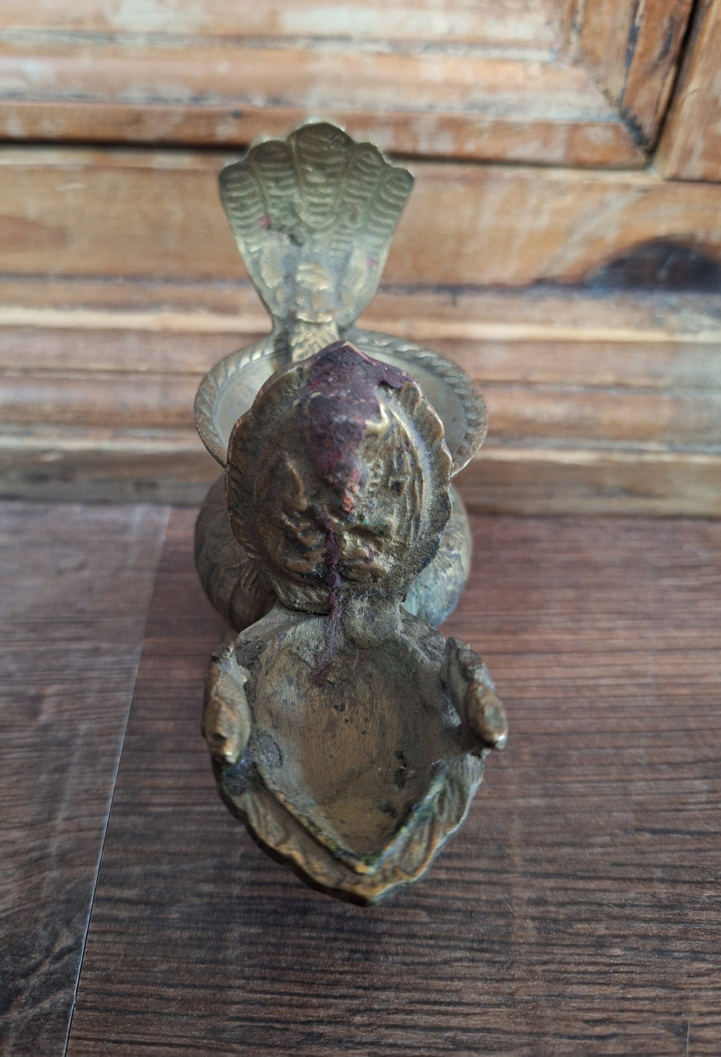 Vintage brass Nepalese sukunda oil lamp