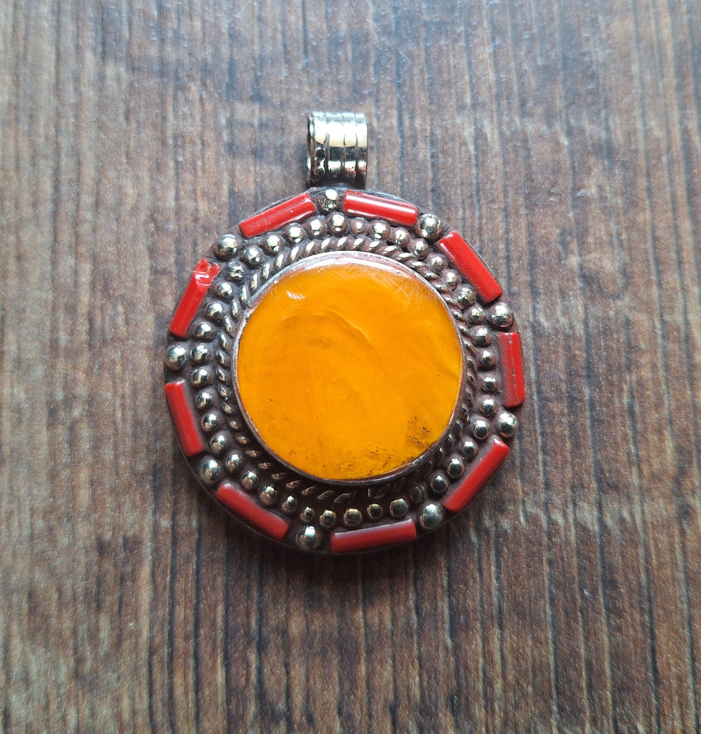 Tibetan silver and gemstone pendant