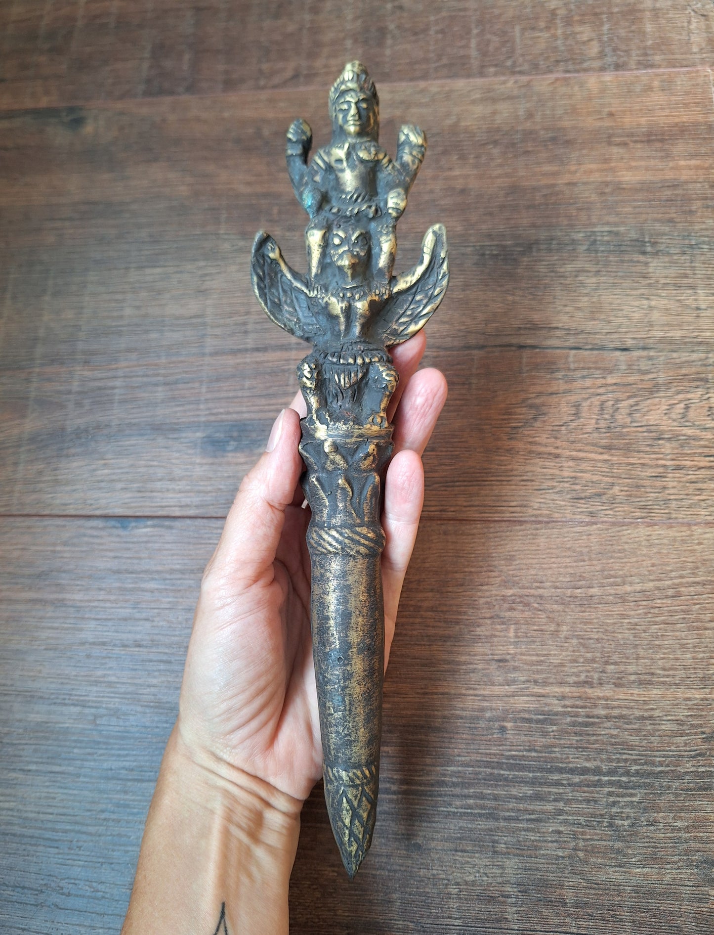 Vintage Thai buddhist ritual staff Vishnu on Garuda