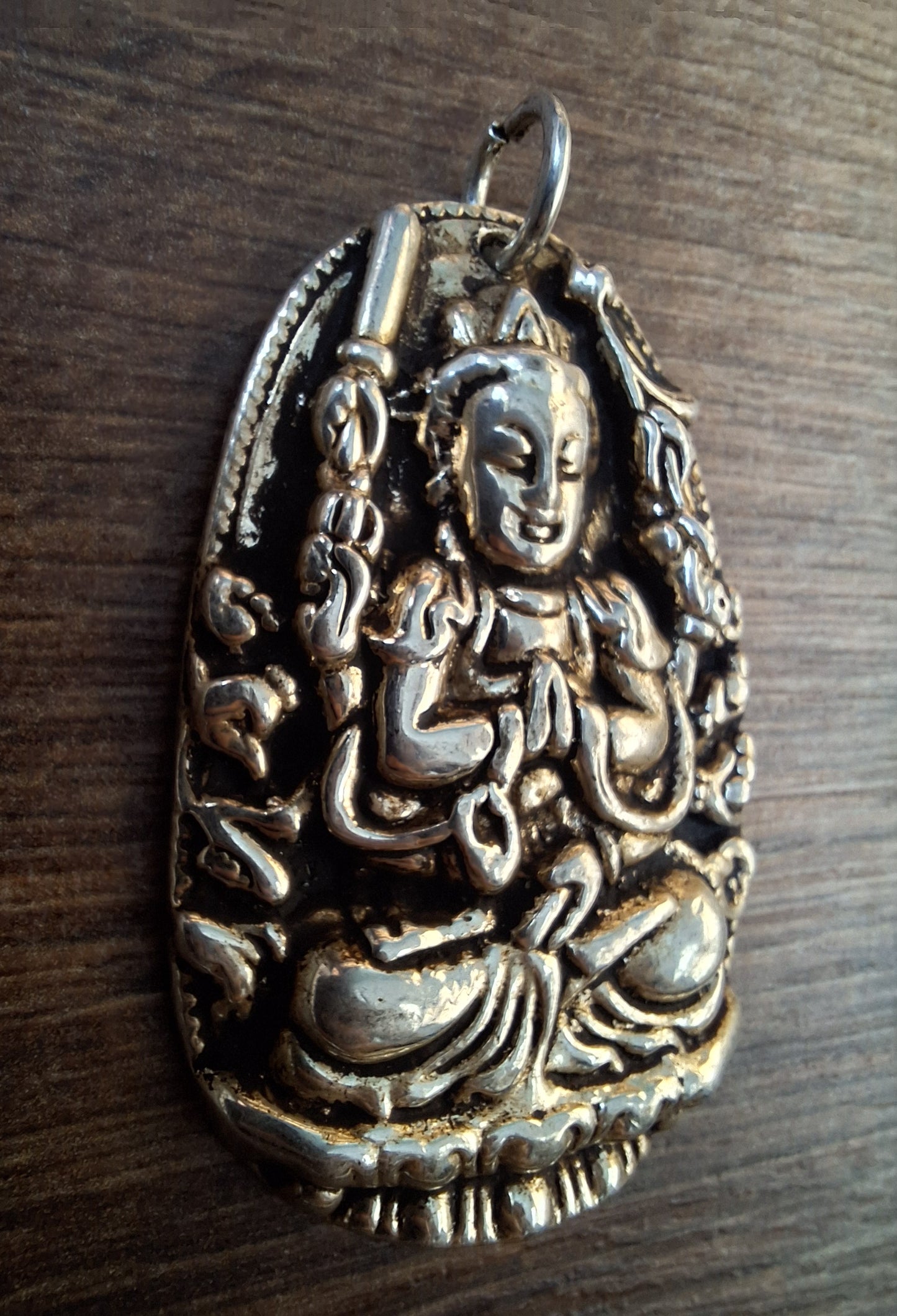 Vintage silver Guanyin pendant