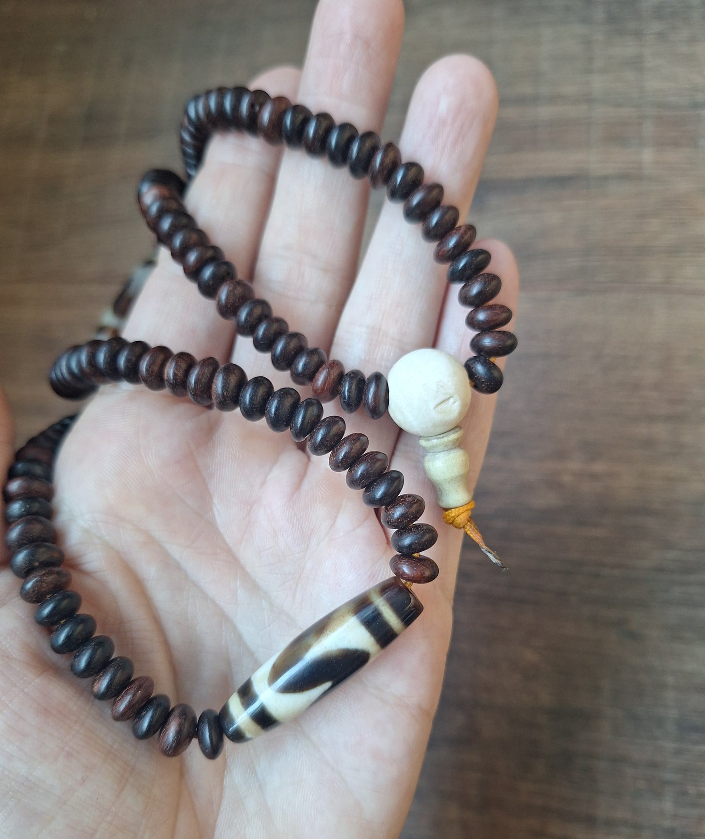 Dzi bead Wave mala necklace