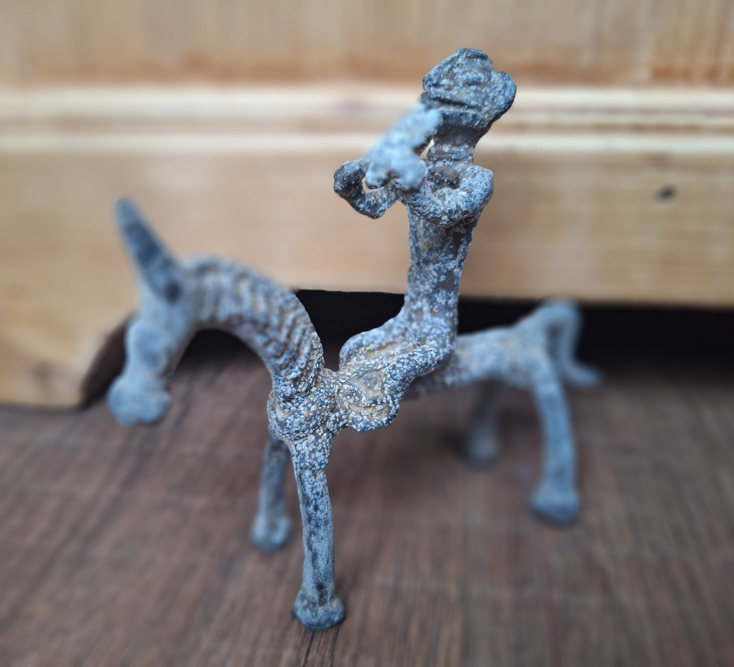 Antique Jajarkot tribal man on horse figurine