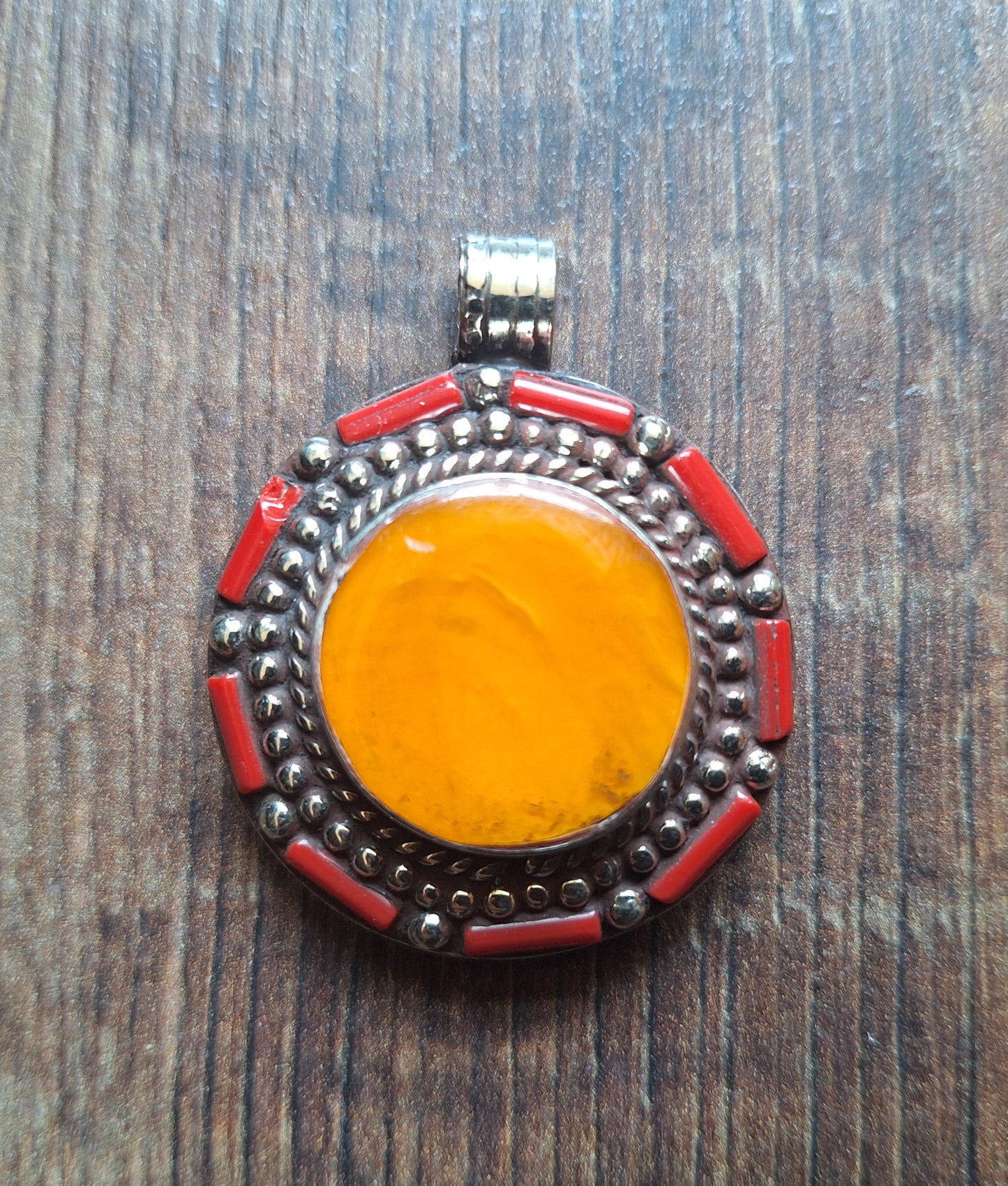 Tibetan silver and gemstone pendant